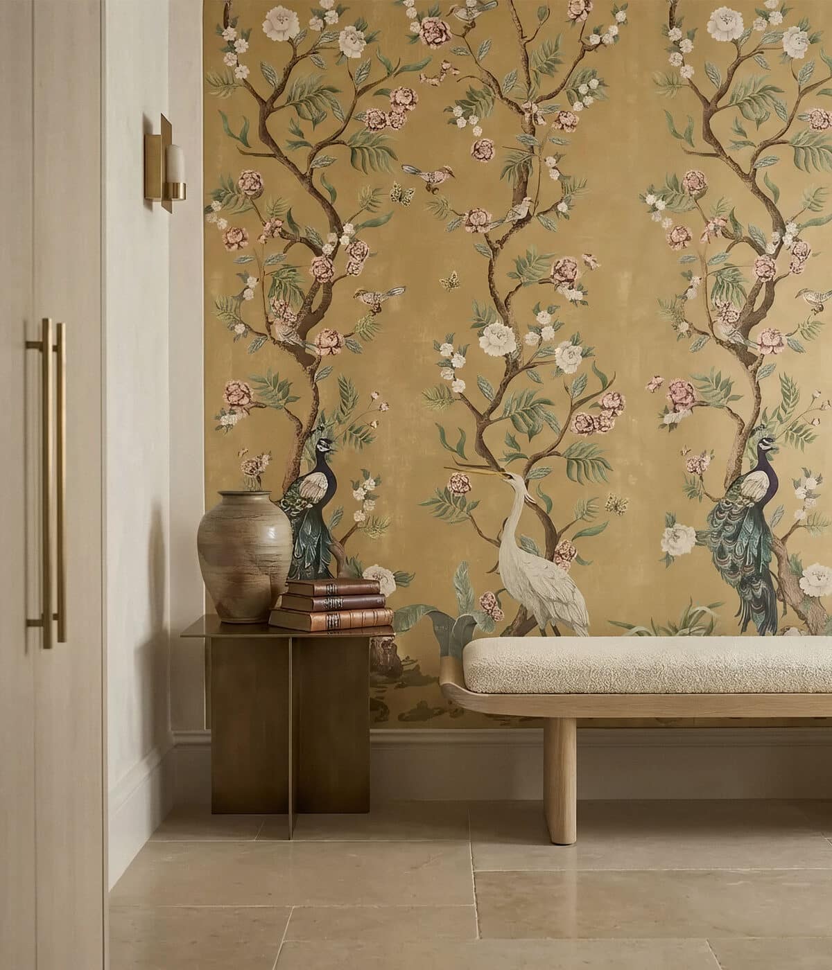 Chinoiserie botanical mural wallpaper